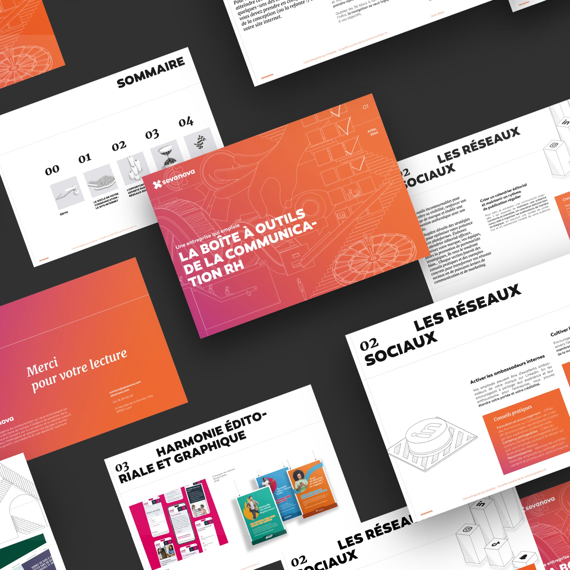 Vue des pages intérieures du premier Ebook de Sevanova. La communication RH !